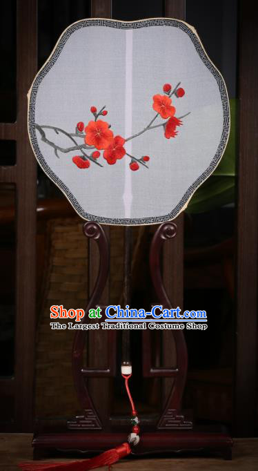 Traditional Chinese Crafts Palace Fans Embroidered Wintersweet Fans Ancient Silk Fan for Women