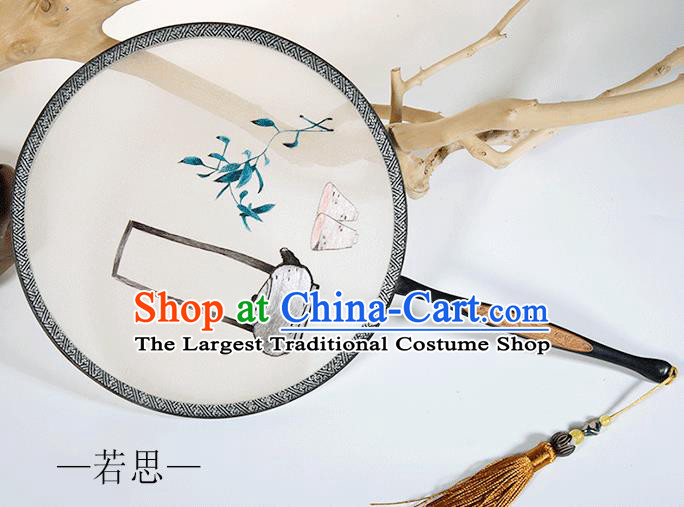 Traditional Chinese Crafts Palace Fans Embroidered Round Fans Ancient Silk Fan for Women