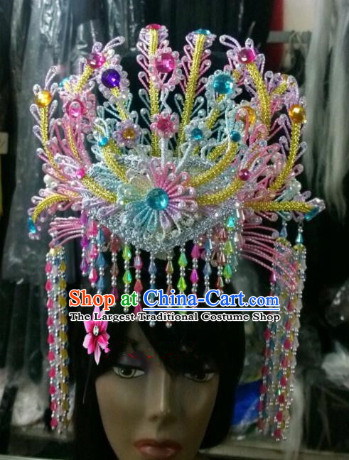 Chinese Classical Princess Hair Accessories Traditional Ancient Beijing Opera Colorful Phoenix Coronet for Women