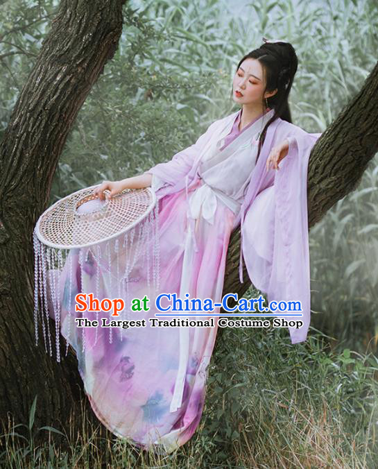 Chinese Ancient Swordswoman Hanfu Dress Traditional Jin Dynasty Princess Embroidered Costumes for Women
