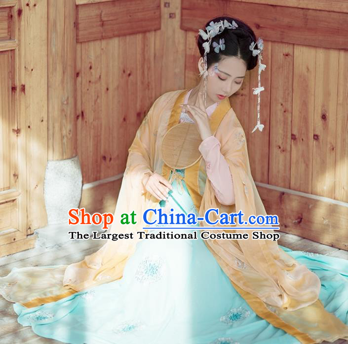 Chinese Ancient Imperial Consort Hanfu Dress Traditional Tang Dynasty Royal Embroidered Costumes for Women