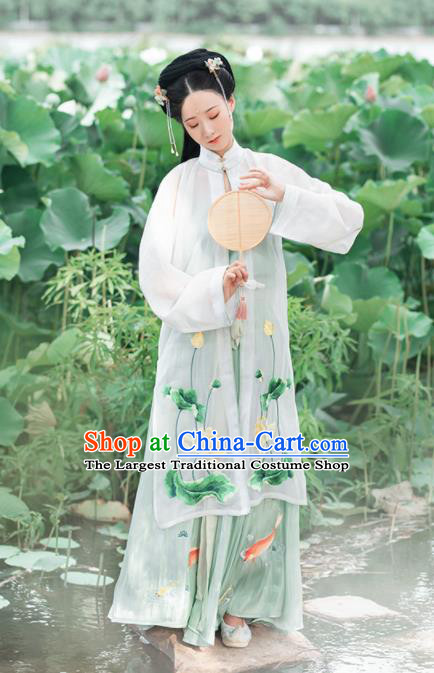 Chinese Ancient Princess Hanfu Dress Traditional Tang Dynasty Palace Lady Embroidered Lotus Costumes for Women