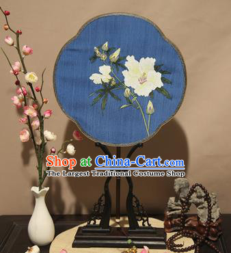 Chinese Ancient Traditional Palace Fans Princess Blue Fan Hanfu Pure Silk Fans for Women