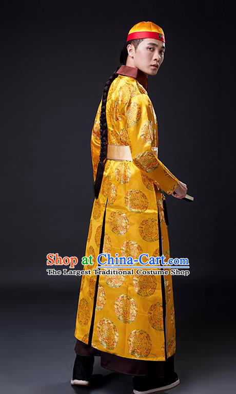 Traditional Chinese Ancient Qing Dynasty Drama Emperor Costumes and Hat for Men