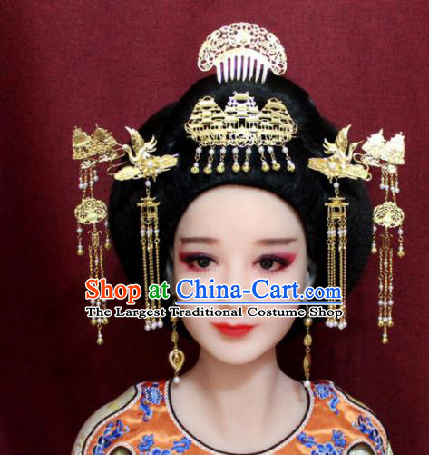 Chinese Ancient Headdress Tang Dynasty Palace Queen Hair Combs Hairpins Complete Set for Women