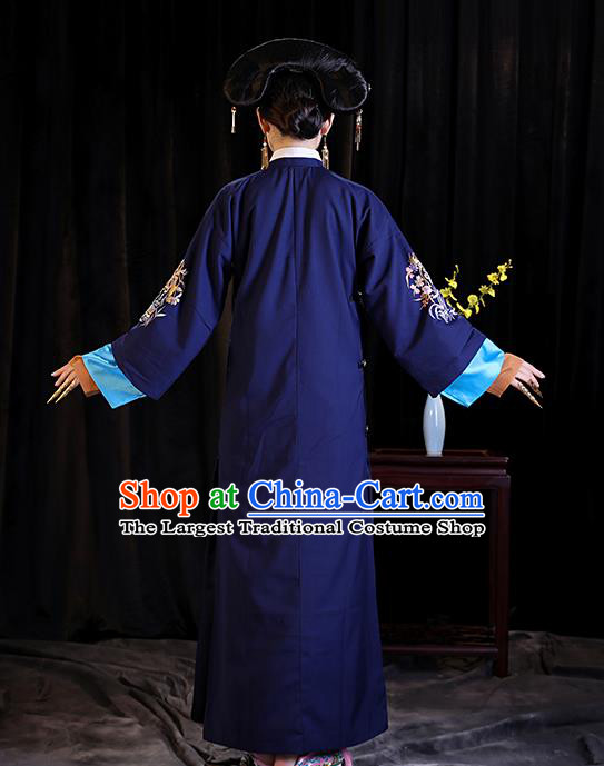 Chinese Ancient Drama Palace Queen Clothing Qing Dynasty Manchu Empress Embroidered Costumes and Headpiece for Women