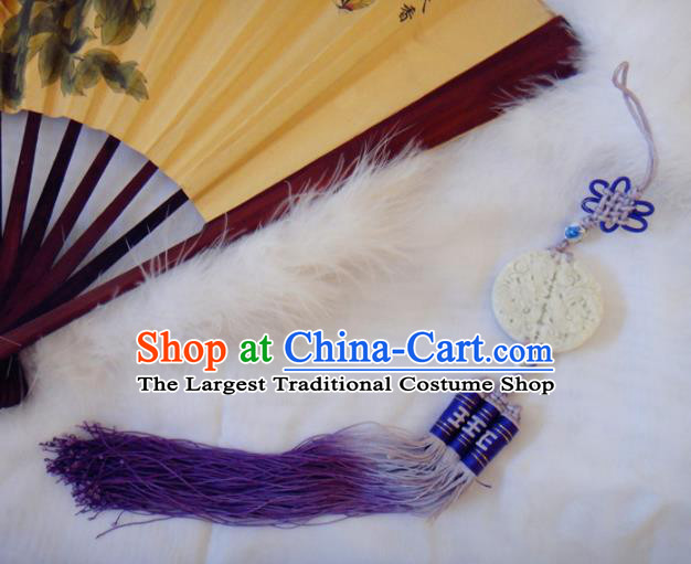 Chinese Traditional Classical Waist Accessories Ancient Princess Purple Tassel Jade Pendant for Women