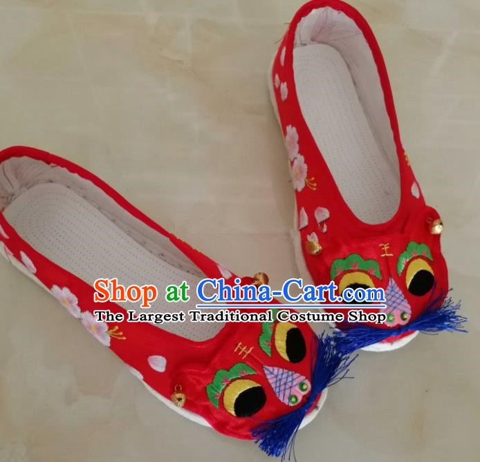 Chinese Traditional Hanfu Shoes Embroidered Tiger Head Shoes Handmade Cloth Shoes for Women