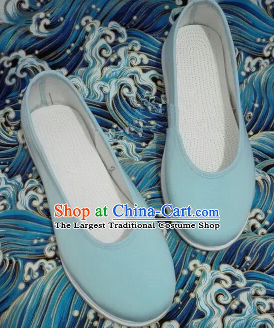 Chinese Traditional Hanfu Shoes Ancient Princess Shoes Handmade Blue Cloth Shoes for Women