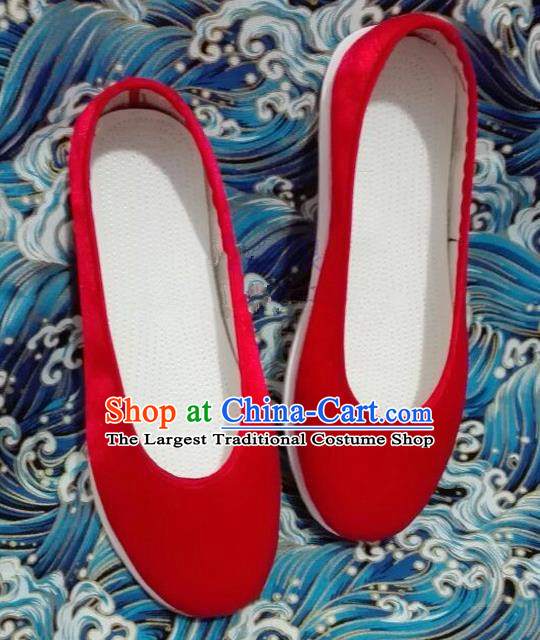 Chinese Traditional Hanfu Shoes Ancient Princess Shoes Handmade Red Cloth Shoes for Women