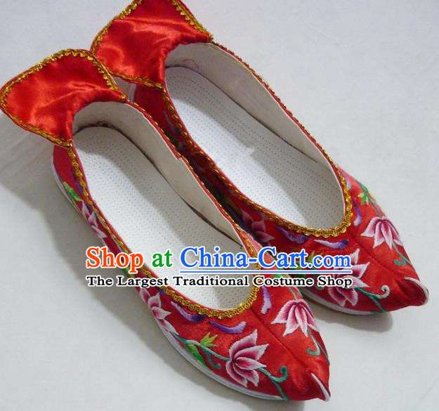 Chinese Traditional Hanfu Wedding Shoes Ancient Princess Red Embroidered Shoes Handmade Shoes for Women