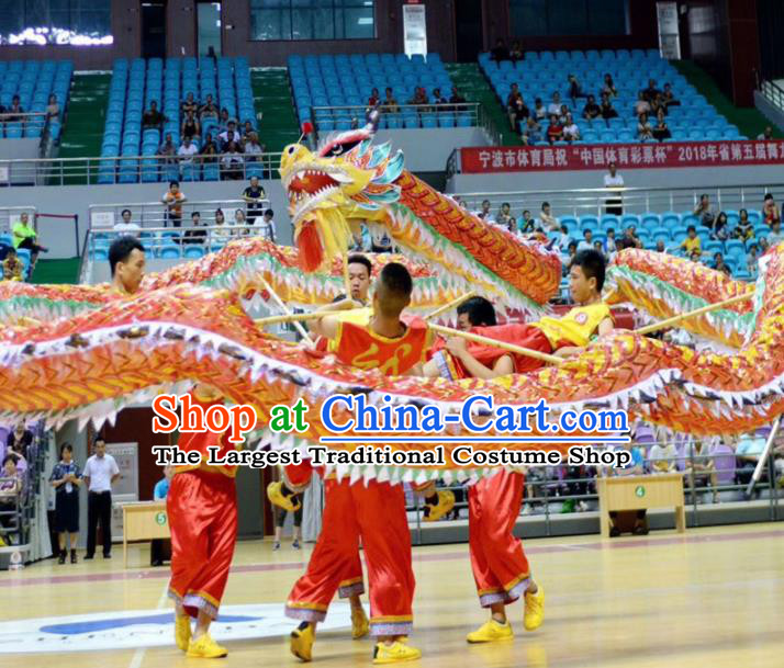 World Dragon Dance Competition Yellow Dragon Head Dragon Dance Costumes Complete Set for Adult