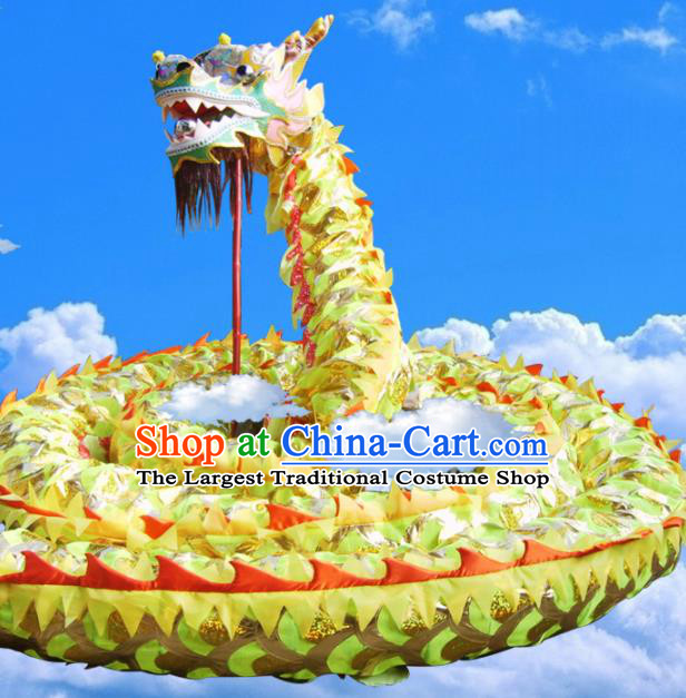Chinese Dragon Dance Competition Yellow Dragon Head Traditional Dragon Dance Costumes Complete Set for Adult