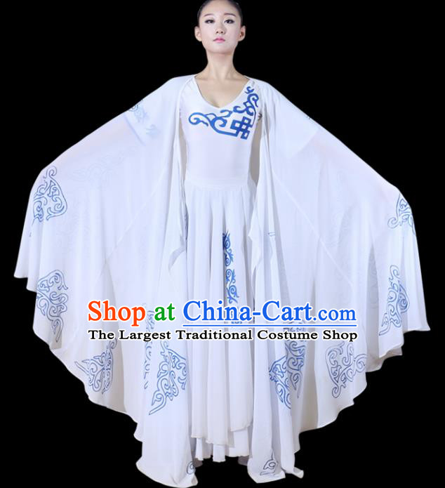 Chinese Traditional Folk Dance Yanko Dance White Clothing Classical Dance Costume for Women