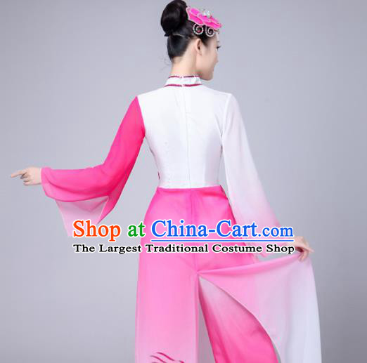 Chinese Traditional Folk Dance Pink Costumes Classical Dance Yanko Dance Clothing for Women