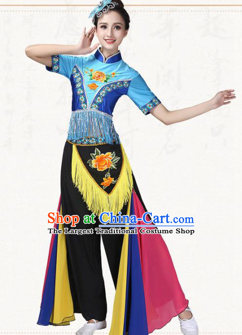 Chinese Traditional Yanko Dance Dress Fan Dance Group Dance Costumes for Women