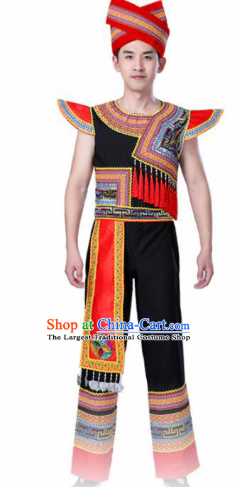 Chinese Traditional Zhuang Minority Folk Dance Clothing Ethnic Dance Costumes for Men