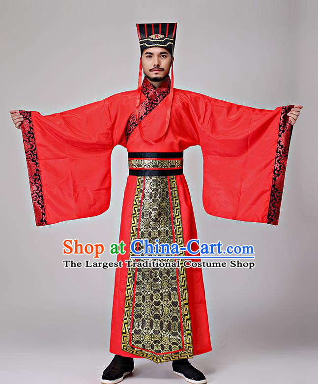 Traditional Chinese Three Kingdoms Period Minister Costumes Ancient Drama Chancellor Clothing for Men