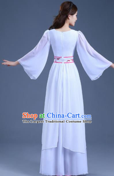 Traditional Chinese Classical Dance Group Dance White Dress Umbrella Dance Clothing for Women