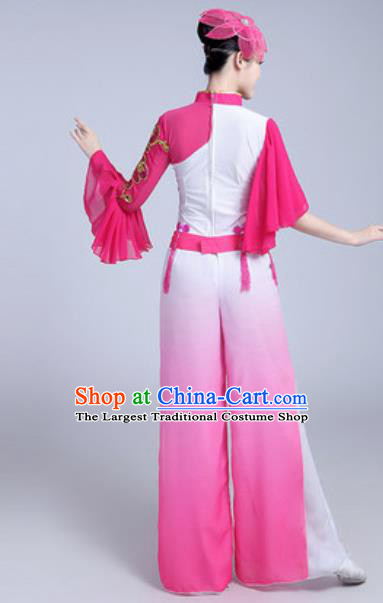 Traditional Chinese Folk Dance Group Dance Dress Yanko Dance Pink Clothing for Women