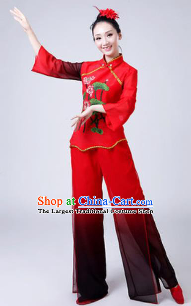Traditional Chinese Folk Dance Costumes Yanko Dance Group Dance Clothing for Women