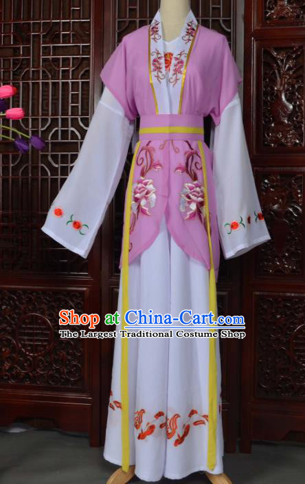 Traditional Chinese Beijing Opera Young Lady Costumes Ancient Maidservants Purple Dress for Adults