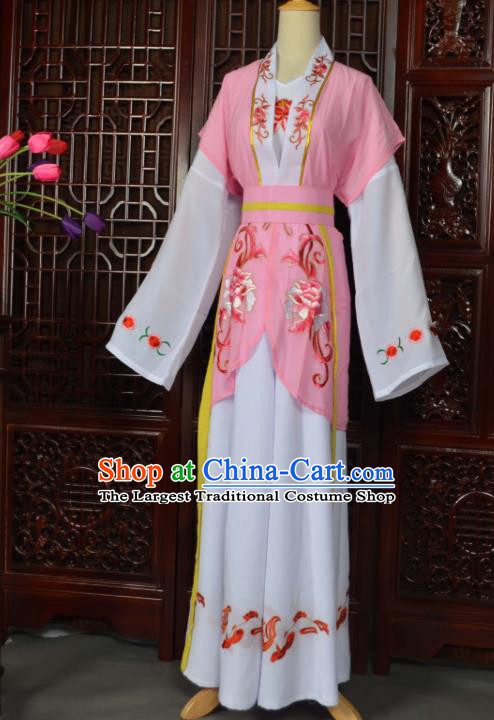 Traditional Chinese Beijing Opera Young Lady Costumes Ancient Maidservants Pink Dress for Adults