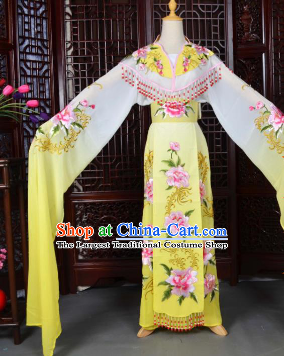 Traditional Chinese Peking Opera Palace Lady Costumes Ancient Imperial Consort Yellow Dress for Adults