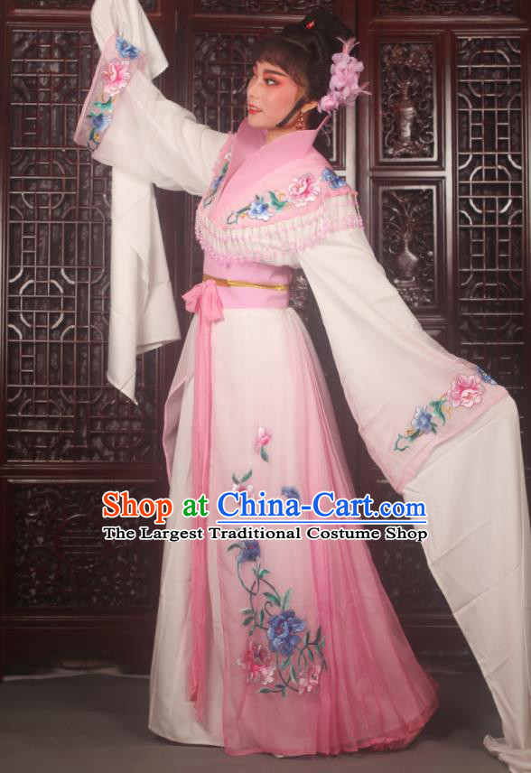 Traditional Chinese Peking Opera Palace Lady Costumes Ancient Imperial Concubine Embroidered Pink Dress for Adults