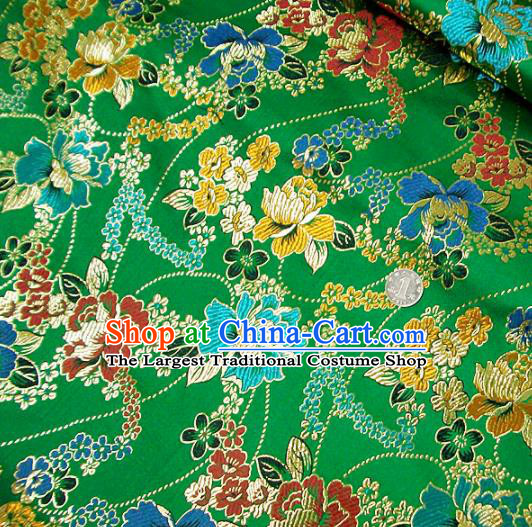Traditional Chinese Royal Peony Pattern Green Brocade Tang Suit Fabric Silk Fabric Asian Material