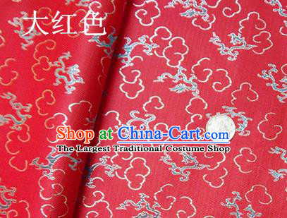 Traditional Chinese Royal Dragons Pattern Red Brocade Tang Suit Fabric Silk Fabric Asian Material