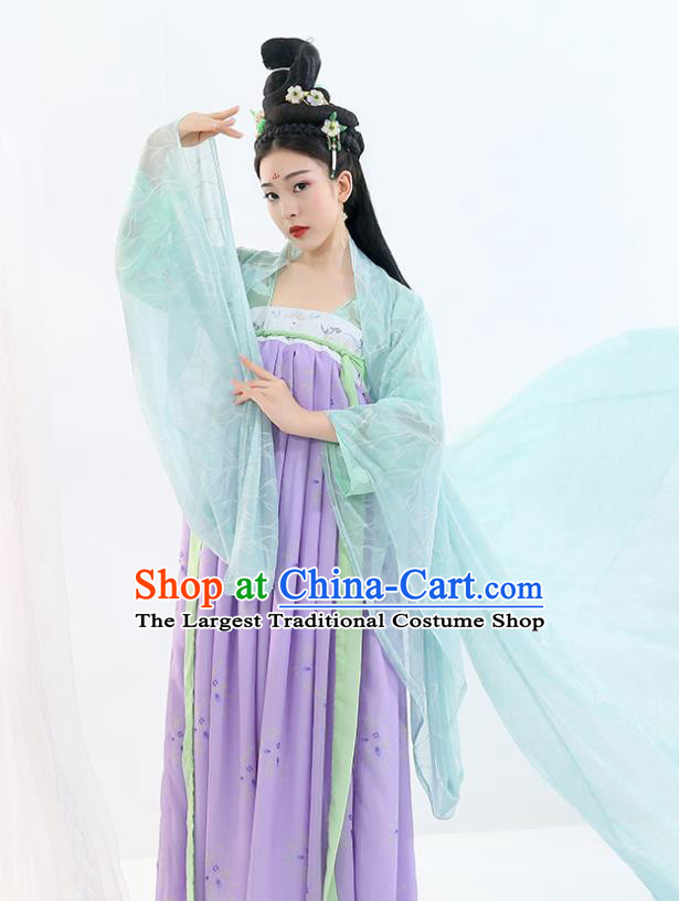 Chinese Ancient Drama Peri Purple Hanfu Dress Traditional Tang Dynasty Imperial Concubine Costumes for Women