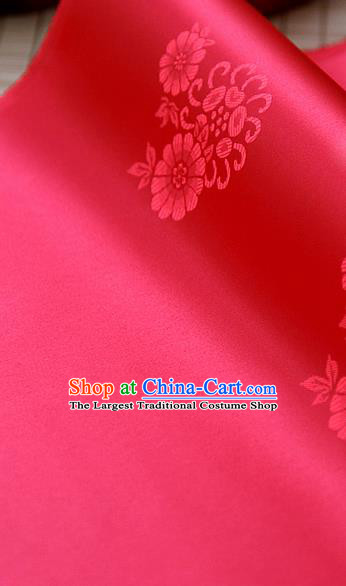 Asian Traditional Classical Pattern Red Brocade Cloth Drapery Korean Hanbok Palace Satin Silk Fabric