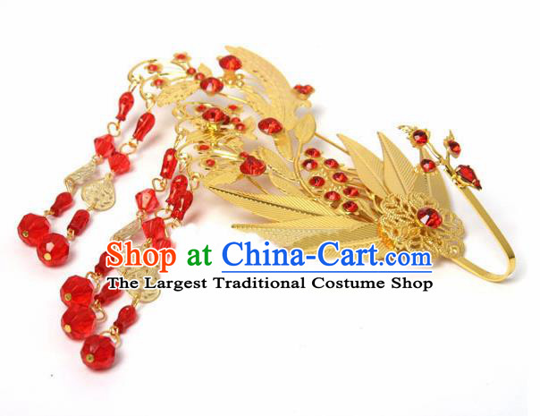 Chinese Traditional Hair Accessories Ancient Princess Golden Hairpins Headwear for Women