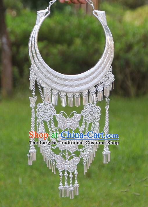 Chinese Traditional Ethnic Bride Accessories Yunnan Minority Butterfly Tassel Necklace for Women