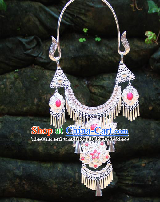 Chinese Ethnic Tassel Pink Necklace Traditional National Jewelry Accessories for Women