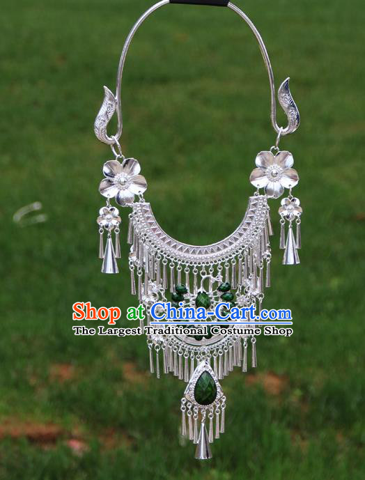 Chinese Ethnic Green Peacock Necklace Traditional National Jewelry Accessories for Women