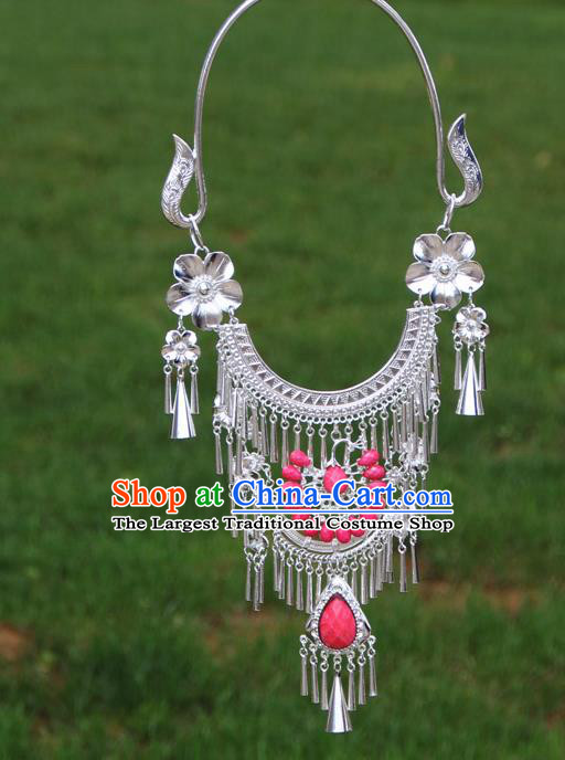 Chinese Ethnic Pink Peacock Necklace Traditional National Jewelry Accessories for Women