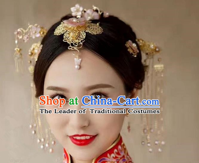 Chinese Handmade Classical Xiuhe Hair Accessories Hair Clip Ancient Bride Hairpins for Women