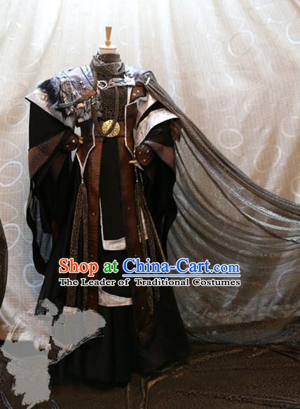 Ancient China Cosplay Royal Emperor Costumes Swordsman Embroidered Clothing for Men