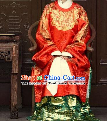 Ancient Chinese Ming Dynasty Imperial Empress Embroidered Wedding Costume for Women