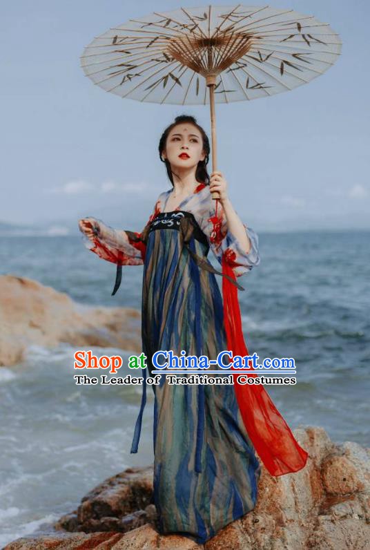 Traditional China Ancient Princess Costume Tang Dynasty Embroidered Dress for Women