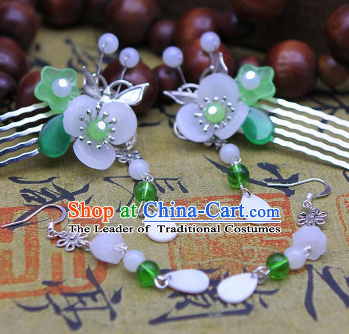 Handmade Chinese Ancient Princess Hair Accessories Flowers Tassel Hair Comb Hairpins for Women