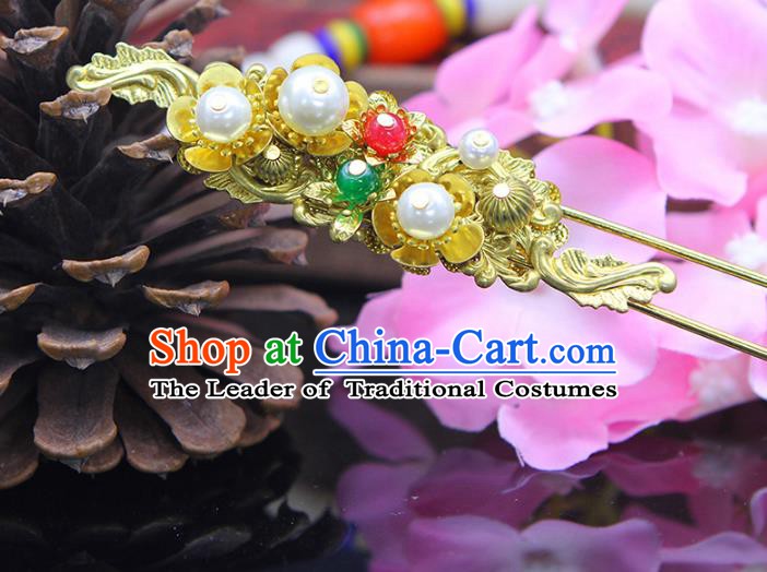 Handmade Chinese Ancient Palace Lady Hair Accessories Hanfu Golden Hairpins for Women