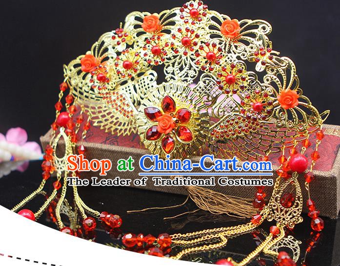 Handmade Chinese Ancient Palace Lady Hair Accessories Hanfu Hairpins Phoenix Coronet for Women