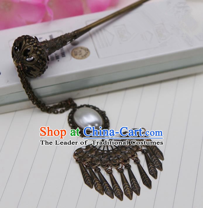 Handmade Chinese Ancient Palace Lady Hair Accessories Hanfu Tassel Hairpins for Women