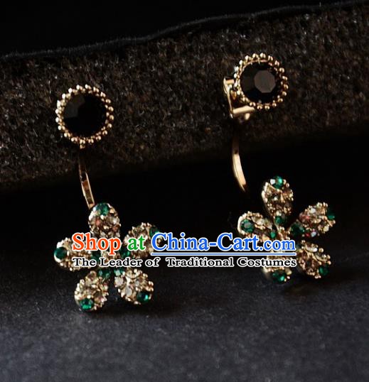 European Western Bride Vintage Accessories Renaissance Bohemia Crystal Flower Earrings for Women
