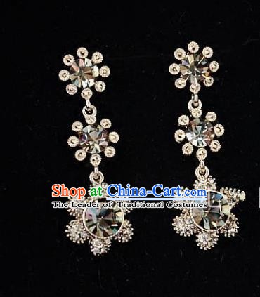 European Western Bride Vintage Accessories Renaissance Champagne Crystal Earrings for Women