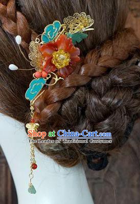 Chinese Handmade Classical Wedding Hair Accessories Ancient Hanfu Tassel Hairpins for Women