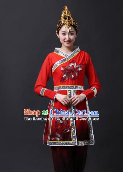 Traditional Chinese Yangge Fan Dancing Costume Classical Dance Modern Dance Dress Clothing Headwear